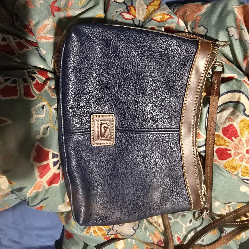 Dooney & Bourke Navy and Brown Crossbody Bag